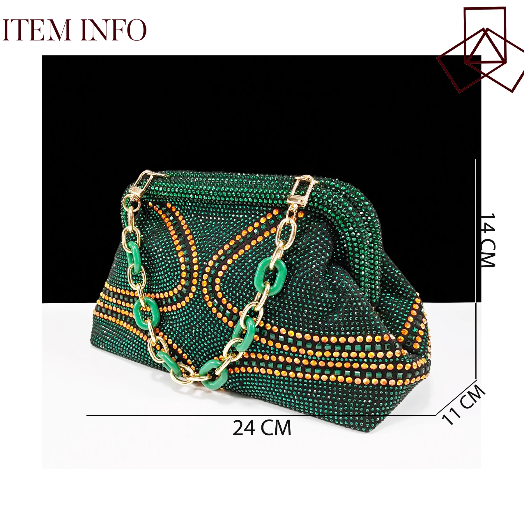 QSGFC 2024 New Designer Specials Italian Women Heels Shoes and Bag Set  Royal Green Color Comfortable With Rhinestone for Party