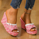 Brand Design Wedges Slippers Women 2024 Summer Chunky Platform Mules Sandals Woman Plus Size 42 High Heels Beach Shoes Slides