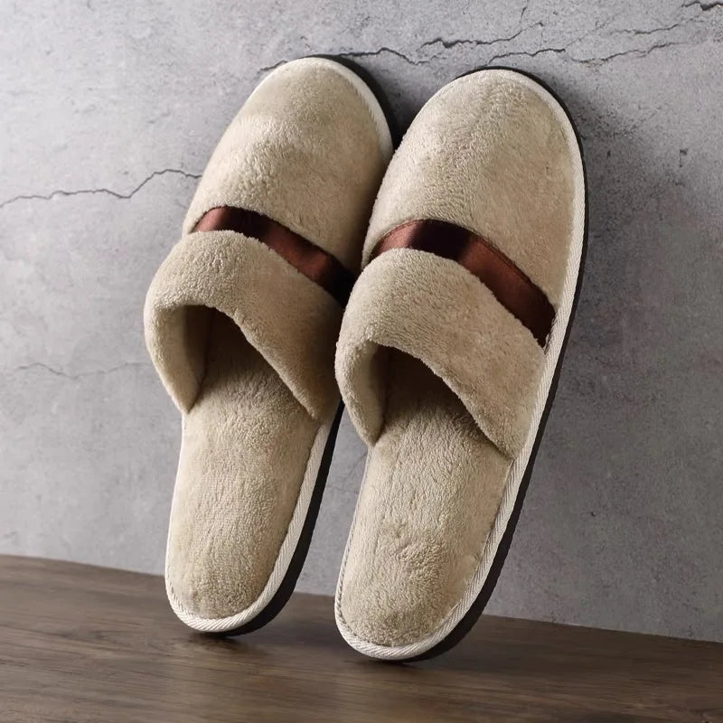 Coral Fleece Cheap Hotel Slippers Travel SPA Slipper Non-slip Soft Home Guest Shoes All-inclusive Slippers Solid Color Slippers