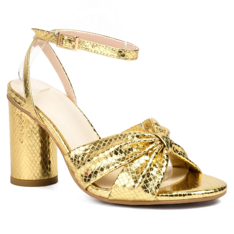 Luxury Women's Sandals Summer Shoes 2024 Ankle Straps Gold Silver High Heels Flip Flops Female Party Dance Shoes Large Size 50