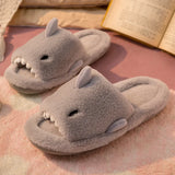 Bebealy Women Shark Slippers Plush Slippers Winter Fluffy Home Cloud Slippers Unisex Indoor Non-slip Warm Cotton Slippers 2023