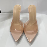 New Summer Women's High-heeled Sandals Simple Transparent High-heeled Slippers Stiletto Pointed Open-toed Slippers Mules