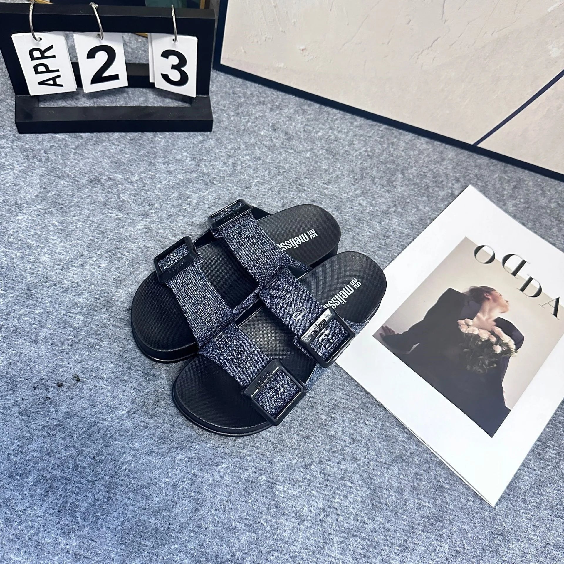 Mini Melissa Adult Outerwear Casual sandals ladies Fashion Versatile Double Button beach shoes Thick Bottom Slippers for Women