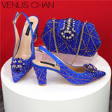 High Quality Designer Shoes and Bags Matching Set Decorate with Rhinestone Women Shoes High Heel Luxury Shoes Women Designer