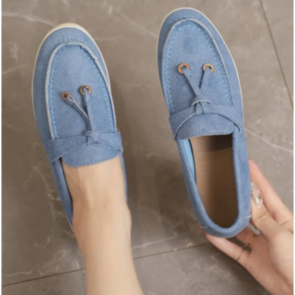 New Casual Flat Bottom Mules Lock Tassel Loafers Fashion Women Single Shoes Brand Metal Buckle Slipper Comfortable Slip on Shoes
