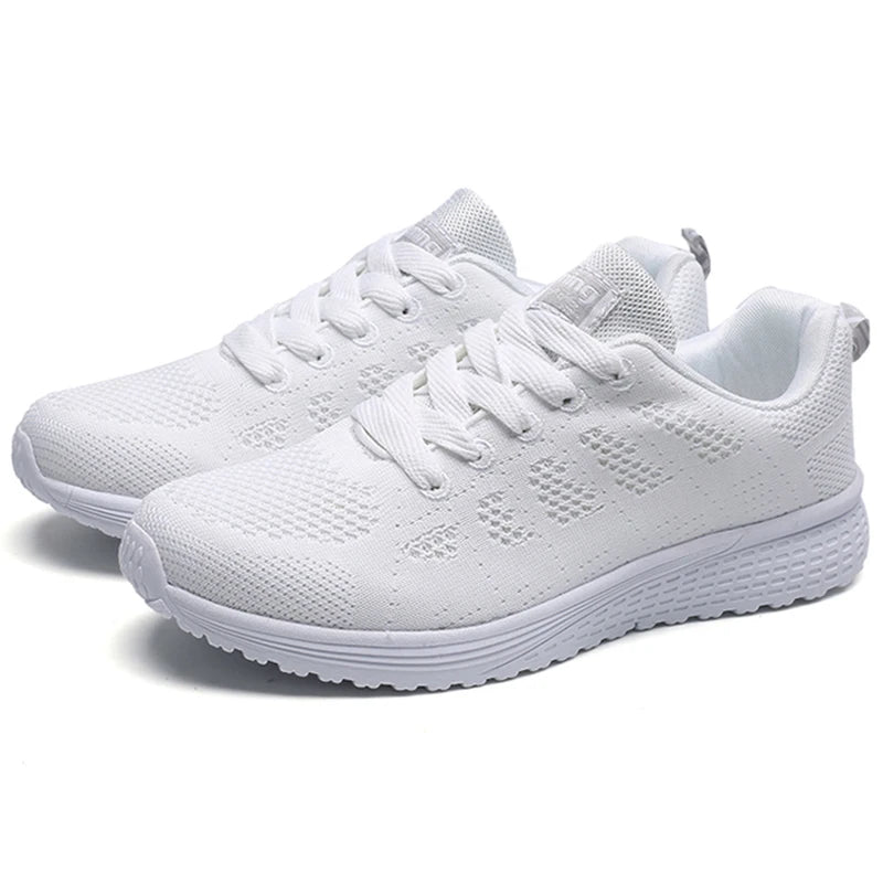 Sneakers For Women Breathable Fashion 2024 New Walking Plus Size Sneakers Women Mesh Fabric Lace Up Female Footwear Ladies Shoes