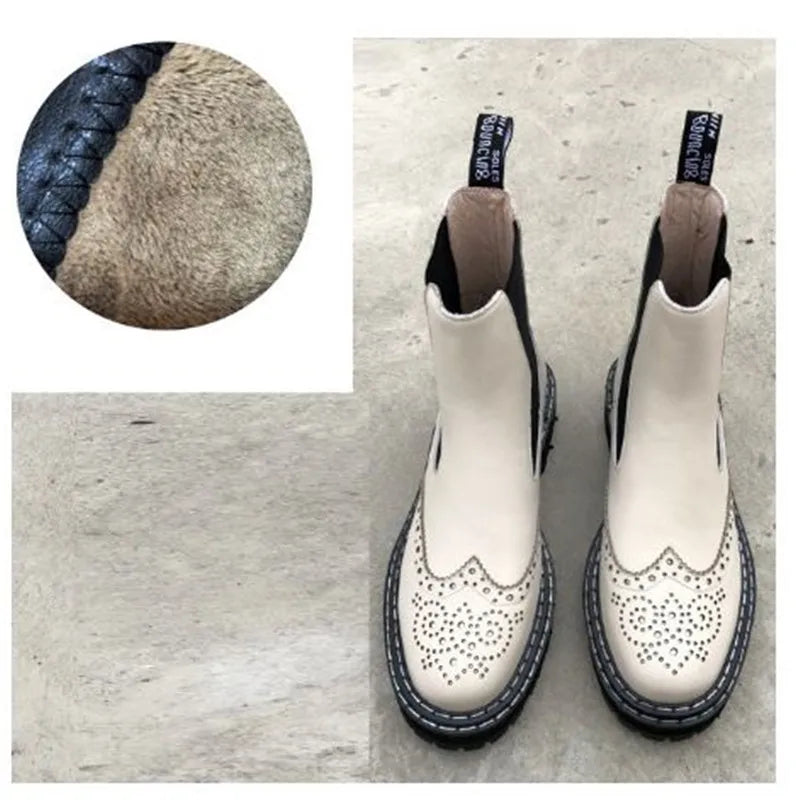 2022 autumn/winter leather round toe women boots ankle boots women's leather boot British style women shoes boots for women