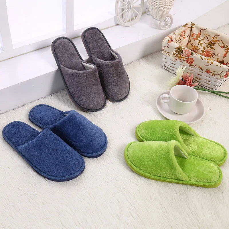 Women Indoor Slippers Thicken Warm Plush Home Shoes Autumn Winter Shoes House Flat Floor Slipper Soft Silent Slides for Bedroom
