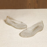 Women's New PVC Hollow Low Heel Summer Fashion Shallow Mouth Single Shoes Casual Sandals