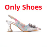 2024 Italian Design Girly Style Coffee Color Pointed Toe Wedding Shoes And Bag Full Diamond Decoration Metal Closure Bag