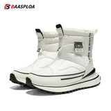 Baasploa Women Snow Boots Leather Waterproof Ankle Boots for Women Plush Warm Casual Shoes Comfort Walking Non-Slip Lace-Up