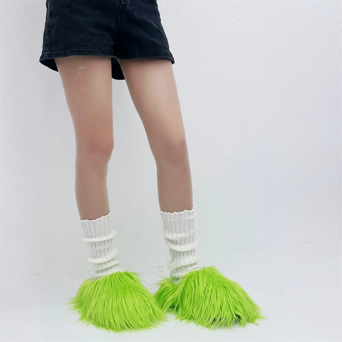 Luxury Fur Slippers Women's Round Toe Fur Slippers Women's Shoes Women's Thick Sole Half Slippers