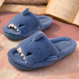 Bebealy Women Shark Slippers Plush Slippers Winter Fluffy Home Cloud Slippers Unisex Indoor Non-slip Warm Cotton Slippers 2023