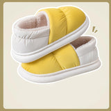Men's cotton slippers for autumn and winter with a bag heel and warm, waterproof and oversized women's woolen cotton shoes