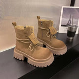 Med Heel Boots Women's Rubber Shoes Rain Flock PU Sewing Hoof Women's Rubber Boots Rain Med PU Flock Sewing Hoof