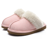 Shevalues Fuzzy House Slippers Women Winter Furry Slides Soft Fluffy Collar Lining Slippers Indoor Warm Bedroom Plush Slippers