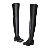 REAVE CAT Autumn Over Knee Boots 3.5cm Heel Round Toe Leather Thigh High Fashion Big Size 45 46 47 48 US17