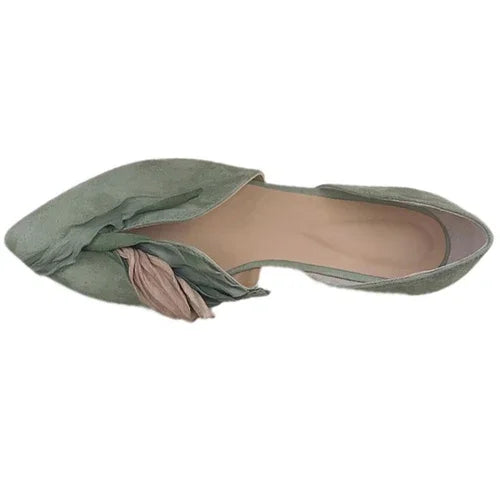 Super Nice Shoes Women's 2021 New Summer Niche Design Sandals Aesthetic Petal Pointed Toe Shallow Flat Shoes Handmade Sweet