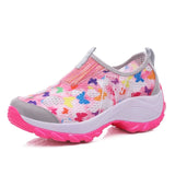 Summer Women's Outdoor Casual Shoes Breathable Sports Casual Shoes Thick Bottom Colorful Ladies Vulcanize Heighten Sneakers