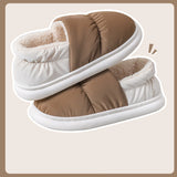 Men's cotton slippers for autumn and winter with a bag heel and warm, waterproof and oversized women's woolen cotton shoes