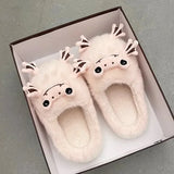 Winter Warm Lovely Frog Cotton Slippers Student Anti Slip Animals Home Platform Plush Slipper Women Funny Outdoor Shoes