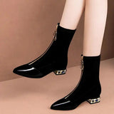 Comemore Booties Ladies Socks Boot Women Ankle Shoes 2023 Stockings Autumn Winter Rhinestone Heel Black New Women's Rubber Boots