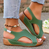 Women's Comfort Wedges Sandals Summer 2025 Casual Non Slip Beach Shoes Woman Roman Style Peep Toe Platform Sandals Plus Size 43