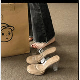 Summer Soft Platform Sandals for Women Fashion Transparent Pvc High Heel Sandalias Mujer 2024 New Clear Square Heels Slippers