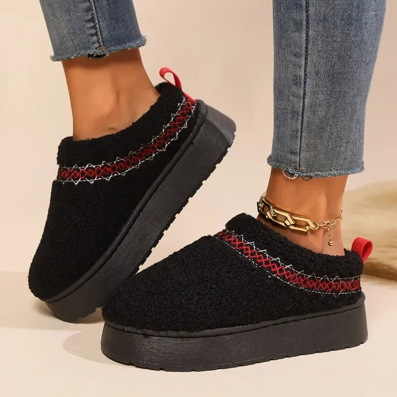 Women's Boots 2024 New Winter Plush Thick-soled Boots Casual Cotton Shoes Women's Short Plush Warm Flat-soled Cotton Boots Women