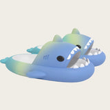 2024 Lovely Summer Gradient Shark Slippers Girls Home Soft Flat Sandals Men Beach Cool Non-slip Slides Adults Cartoon Flip Flops