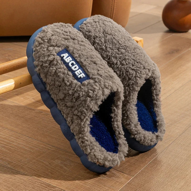 New Fashion Winter Couple Indoor Non-slip Mule Women Men Flip Flops Warm Fluffy Slippers Ladies' Home Slides Casual Cotton Shoes