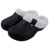 Shevalues New Fur Lined Clogs Women Waterproof Garden Shoes Winter Fluffy Plush House Slippers Couple Non-slip Fuzzy Slippers