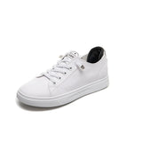 Comemore Spring High Top Spring Vulcanized Flat Shoes Female Fashion Ladies Sports Casual White Genuine Leather Women Sneakers