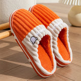 Cotton slippers for men autumn and winter indoor home decor anti slip thick bottom stepping on poop plush warm couple women