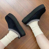 2024 New Snow Boots for Women Winter Cashmere Warm Platform Without Heel-covered Hair Half Slipper Cotton Shoes for Women Q426