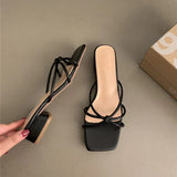 Designer Open Toe Women Slippers Fashion Narrow Band Slides Ladies Outdoor Low Heel Sandal Summer Women's Shoes