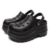 9cm Chunky Platform Clogs Sandals Women 2024 New Beach Hollow Out Sandals Shoes Woman Summer Closed Toe Wedge Heels Slippers