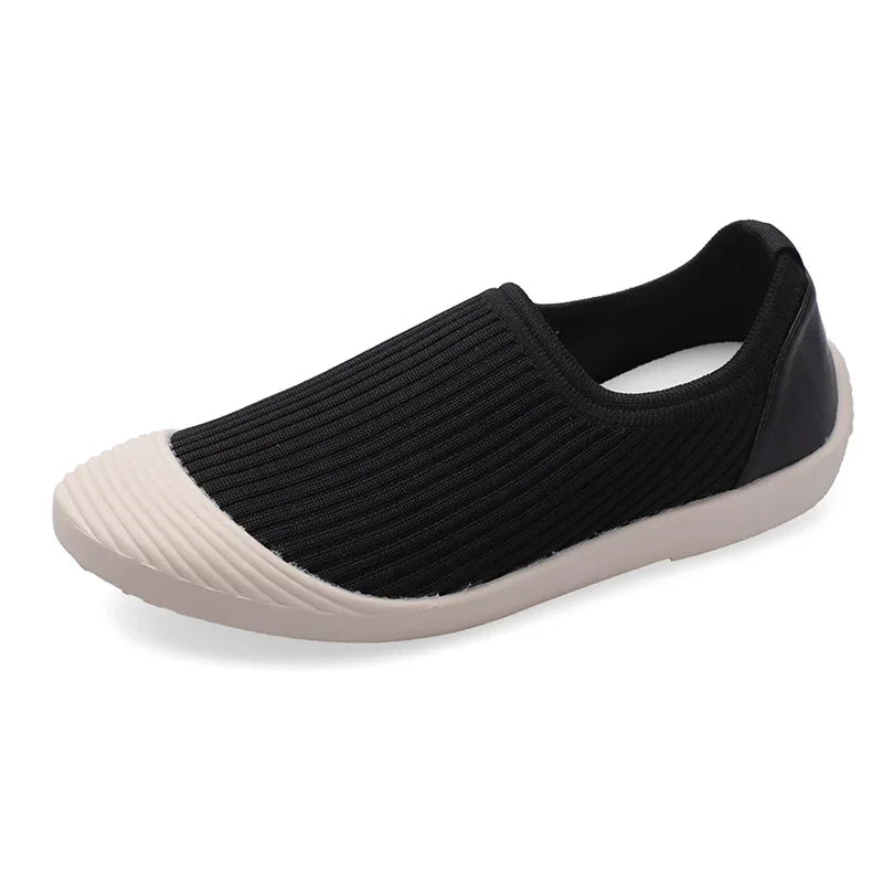 Flat Bottom Women Shoes Knitting Casual Flat Shoes Breathable Mesh Woman Designers Shoes Light Lady Ballets Flats Tenis De Mujer