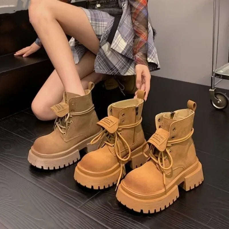 Med Heel Boots Women's Rubber Shoes Rain Flock PU Sewing Hoof Women's Rubber Boots Rain Med PU Flock Sewing Hoof