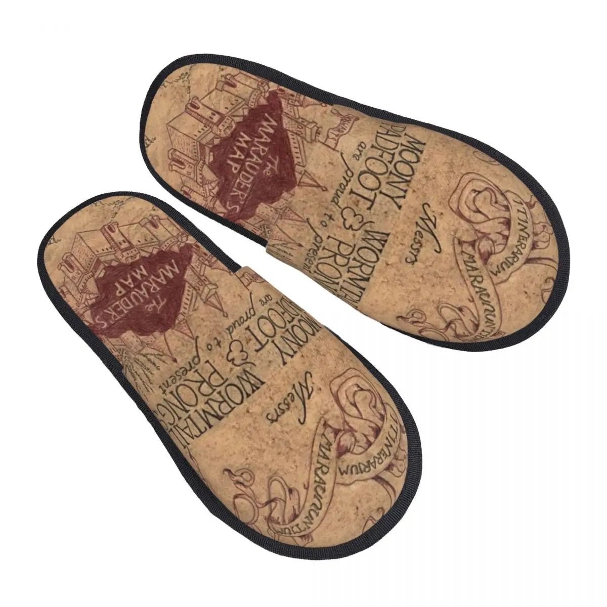 Custom Magic Marauders Map House Slippers Women Comfy Memory Foam Potters Slip On Spa Slipper Shoes