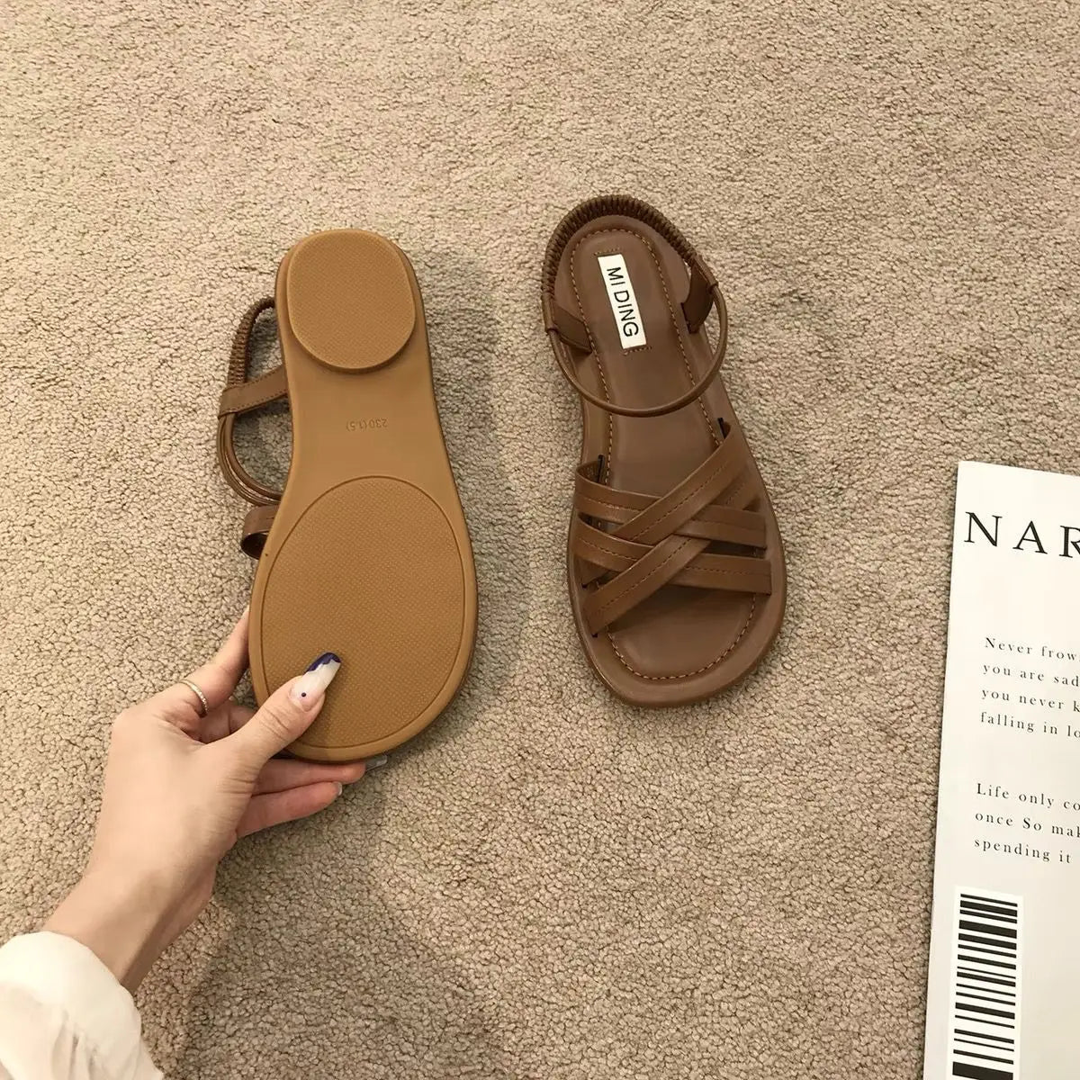 Women Sandals Summer New Fashionable Comfortable Soft Sole Wear Resistant Women Casual Breathable Roman Beach Sandals