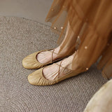 New Women's Ballet Flats Elastic Band Slip on Flat Shoes Women Square Toe Soft Sole Boat Shoes Comfortable Ladies Shoes 9826N