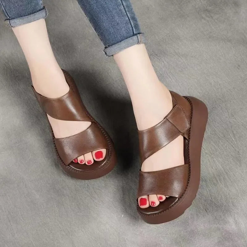 2024 Women's Summer Sandals Fashion Open Toe Platform Non-Slip Casual Beach Shoes Comfortable Wedge Roman Style Zapatillas Mujer