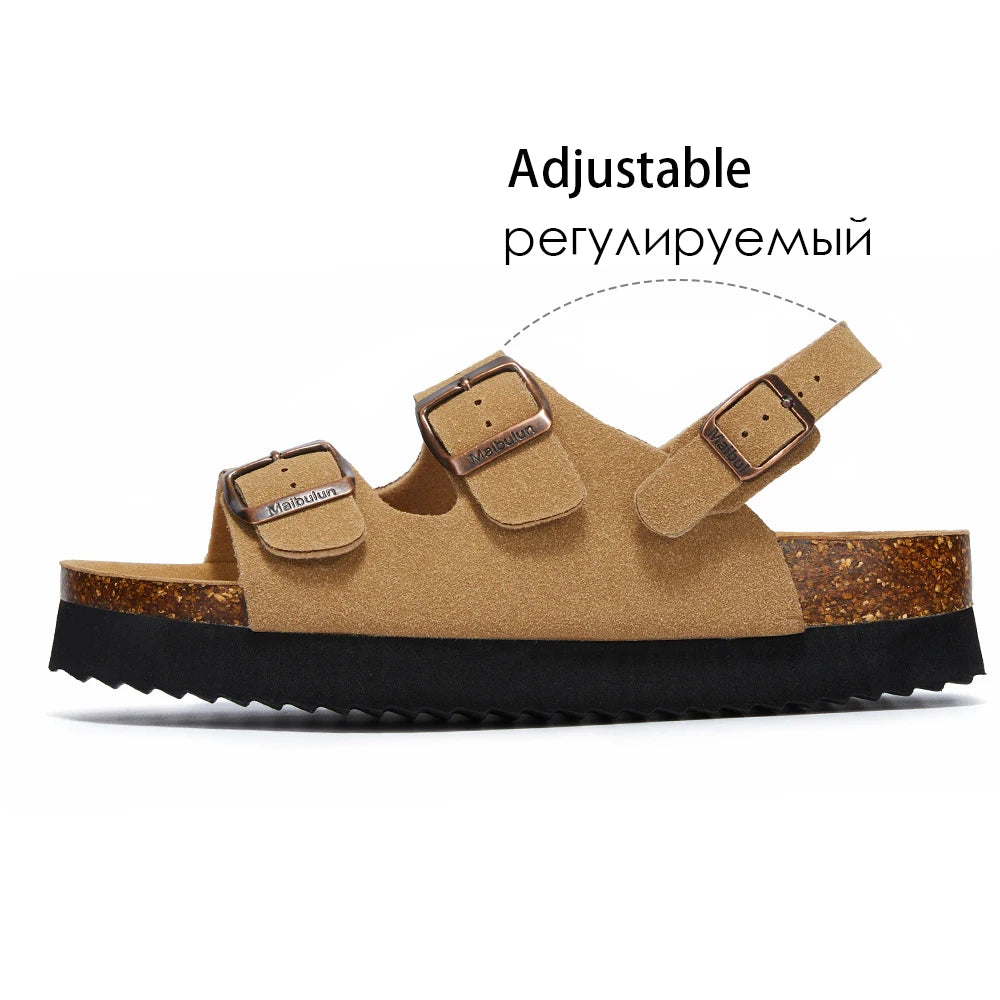 Slippers Woman Double Buckle Casual 4cm Thick Bottom Classic Brand Women Slippers