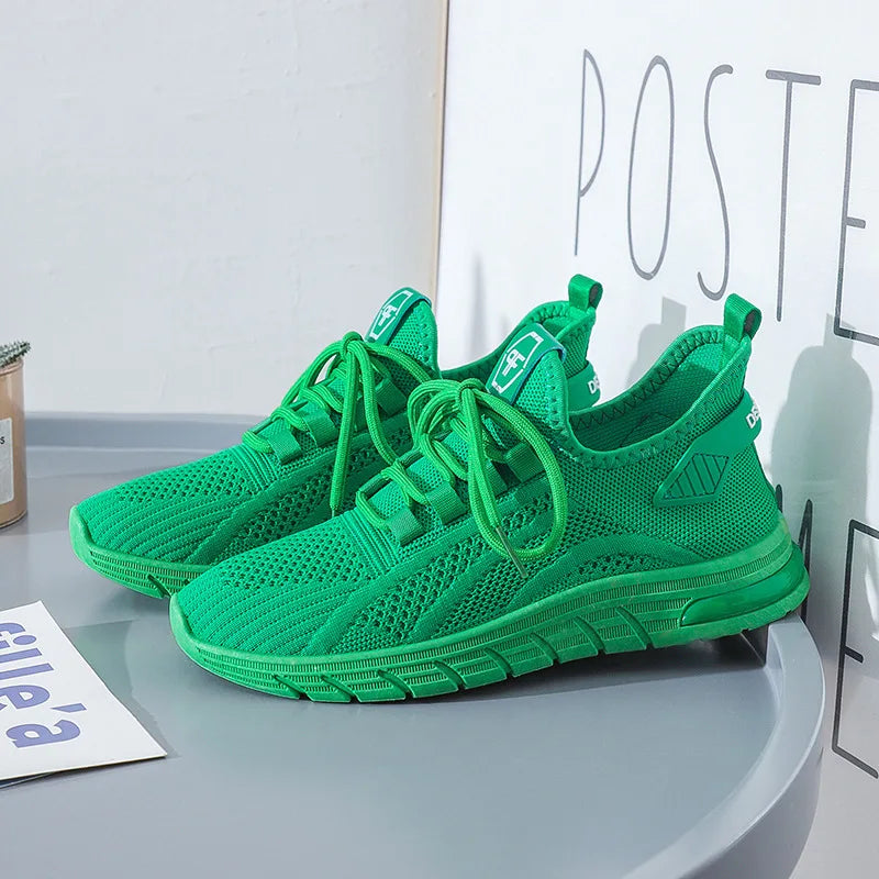 Women Fashion Casual Sneakers Comfortable Mesh Lace-Up Ladies Sport Shoes Women's Walking Mesh Flat Breathable Vulcanized Shoes