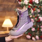 2024 Hot Sale Shoes for Women Round Toe Women's Boots Winter Plush Fleece for Warmth Solid Short Barrel Platform Zipper Boots