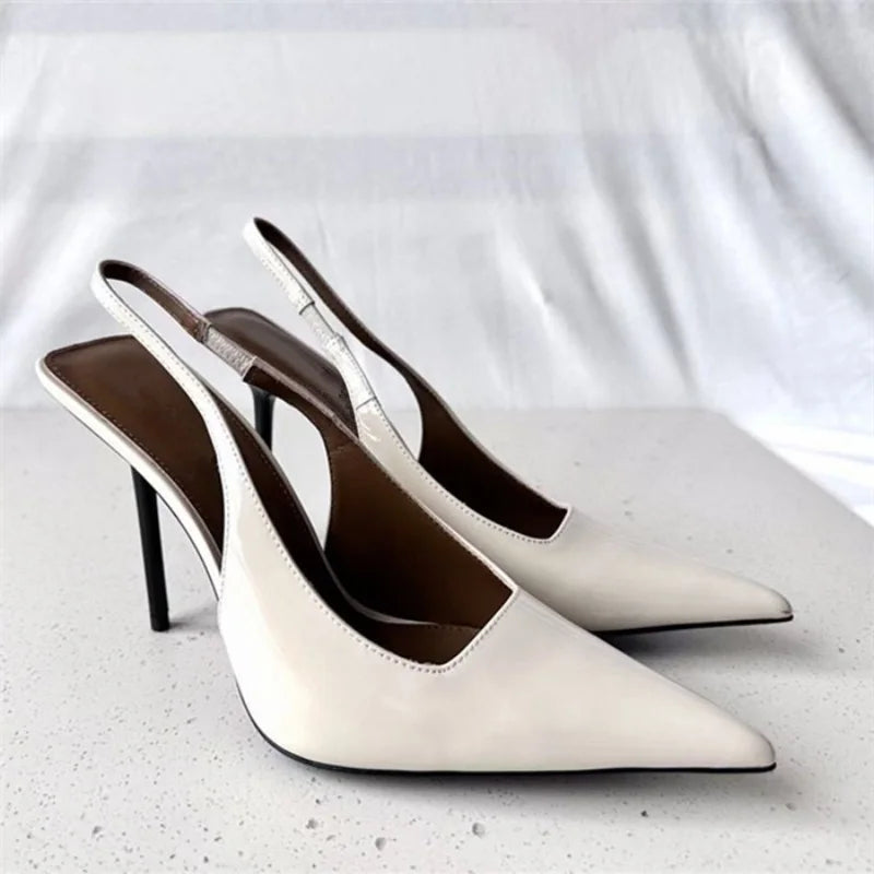 2025 Spring Snd Summer Pumps Pointy Patent Leather Simple High Heels Slim Heels Sexy Sandals Woman