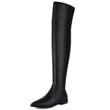 Elastic Thigh High Boots Women Soft Stretch Black Beige Over the Knee Boot Low Heels 2024 Autumn Winter Shoes Lady Large Size 48