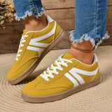 Shoes Female 2024 Hot Sale Lace Up Women's Vulcanize Shoes Spring Autumn Round Toe Mixed Colors Flat Casual Comfortable Sneakers