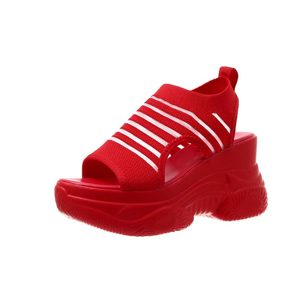 Female Sandal 2023 Summer Comfort Shoes for Women Strappy Heels All-Match Cross-Shoes Clogs Wedge Increasing Height Girls Sports